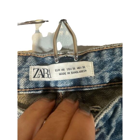 Zara Blue Cotton Button Fly Straight Leg Classic Denim Jeans Men Sz 36 - Picture 7 of 9